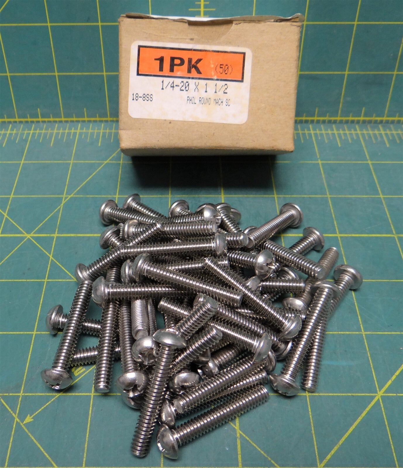 (50) 1/4-20 x 1-1/2" 18-8 Stainless Steel Decorative Round Head Phillips Screws
