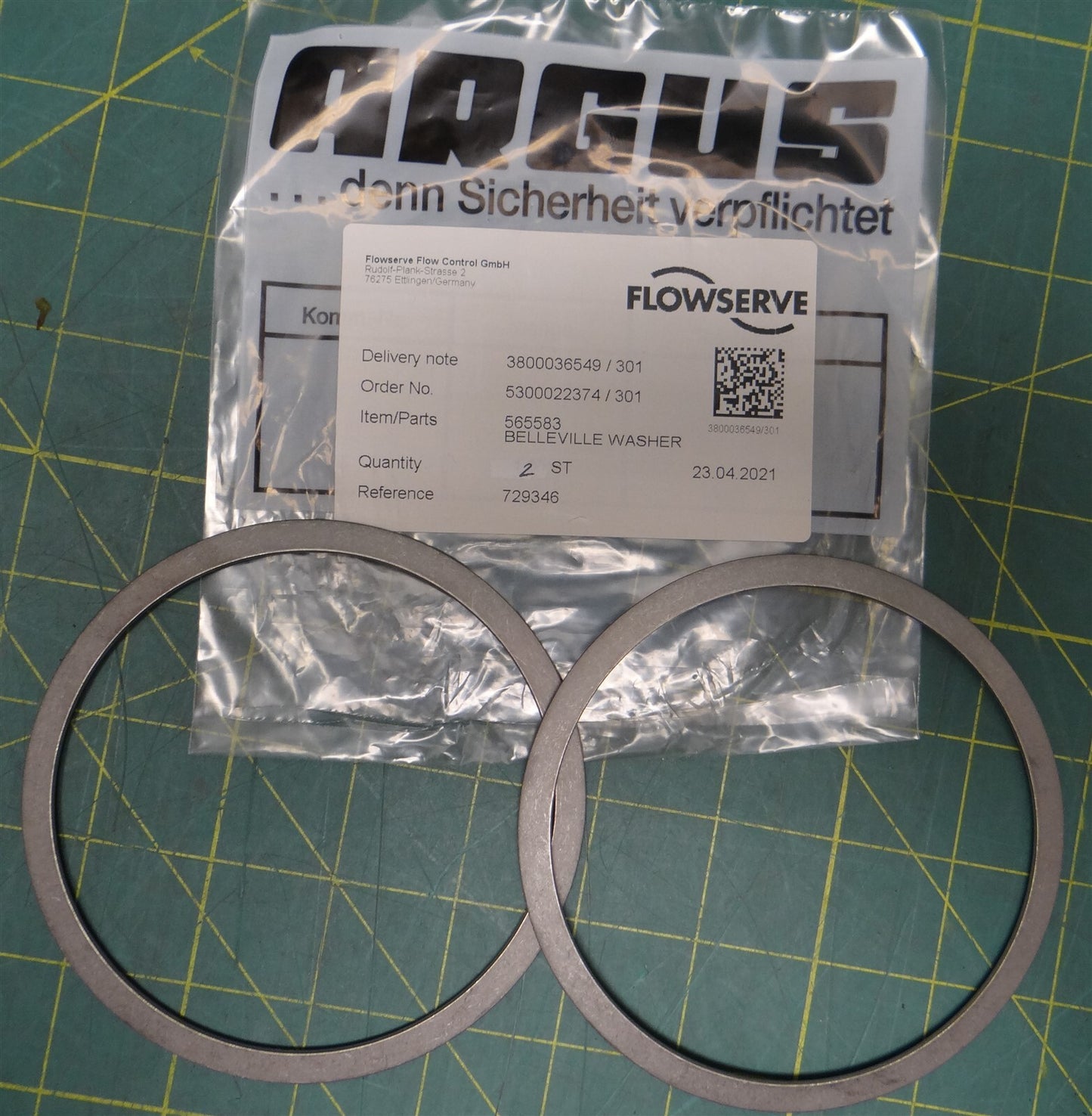 (2 pk) Flowserve Belleville Washer Disc Spring 565583 100mm ID 115mm OD 5mm H