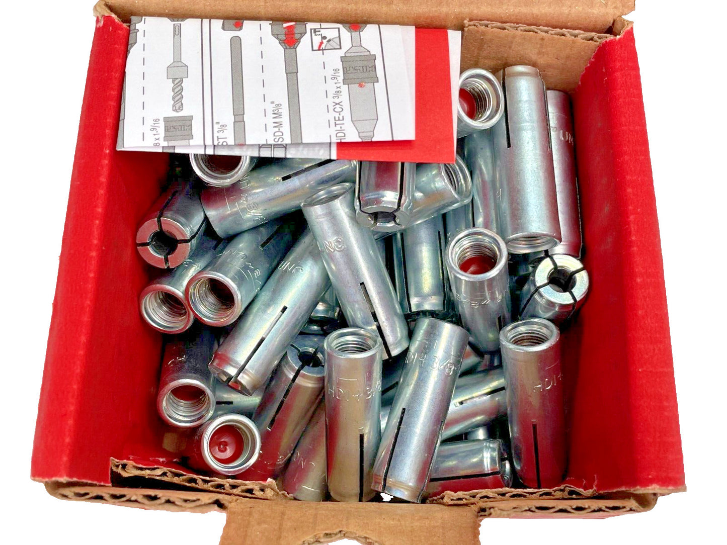 (BOX of 50) Hilti 2058129 HDI-3/8 Drop-In Sleeve Anchor, Steel