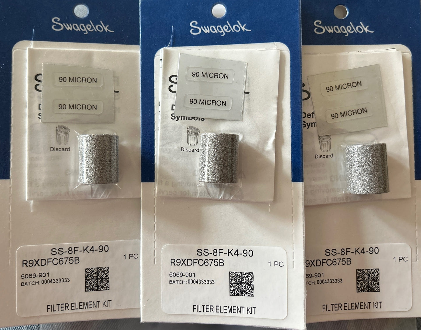 *QTY 3* SWAGELOK SS-8F-K4-90 FILTER ELEMENT KIT 90 MICRON. G1