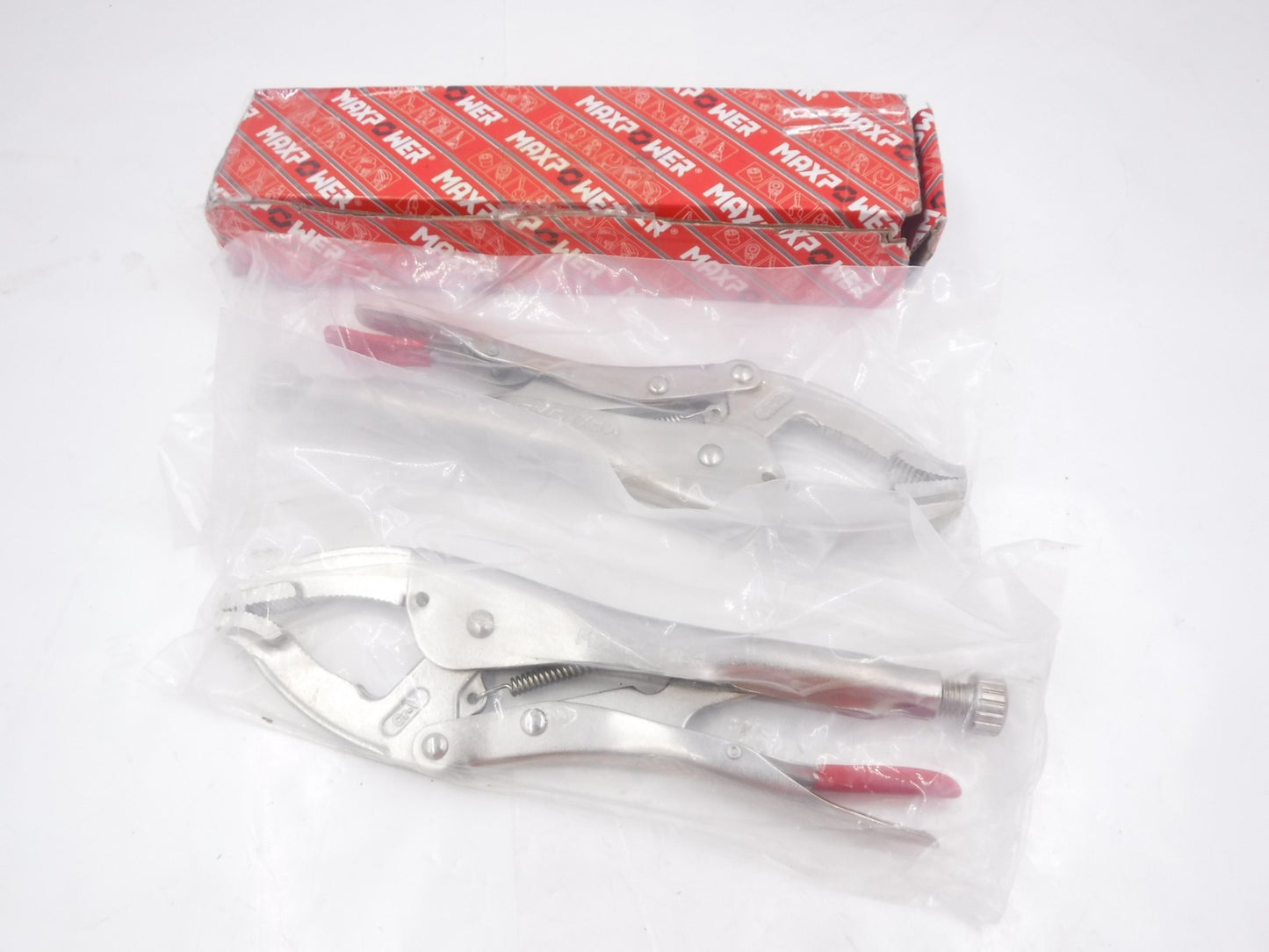 2 Pack MAXPOWER 10" Adjustable Opening Curved Jaw Locking Pliers Set MXP190