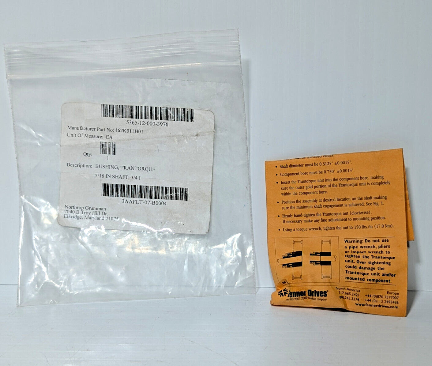 Fenner Drives 162K011H01, Trantorque Mini Keyless Bushing 6202107, 5/16" Shaft