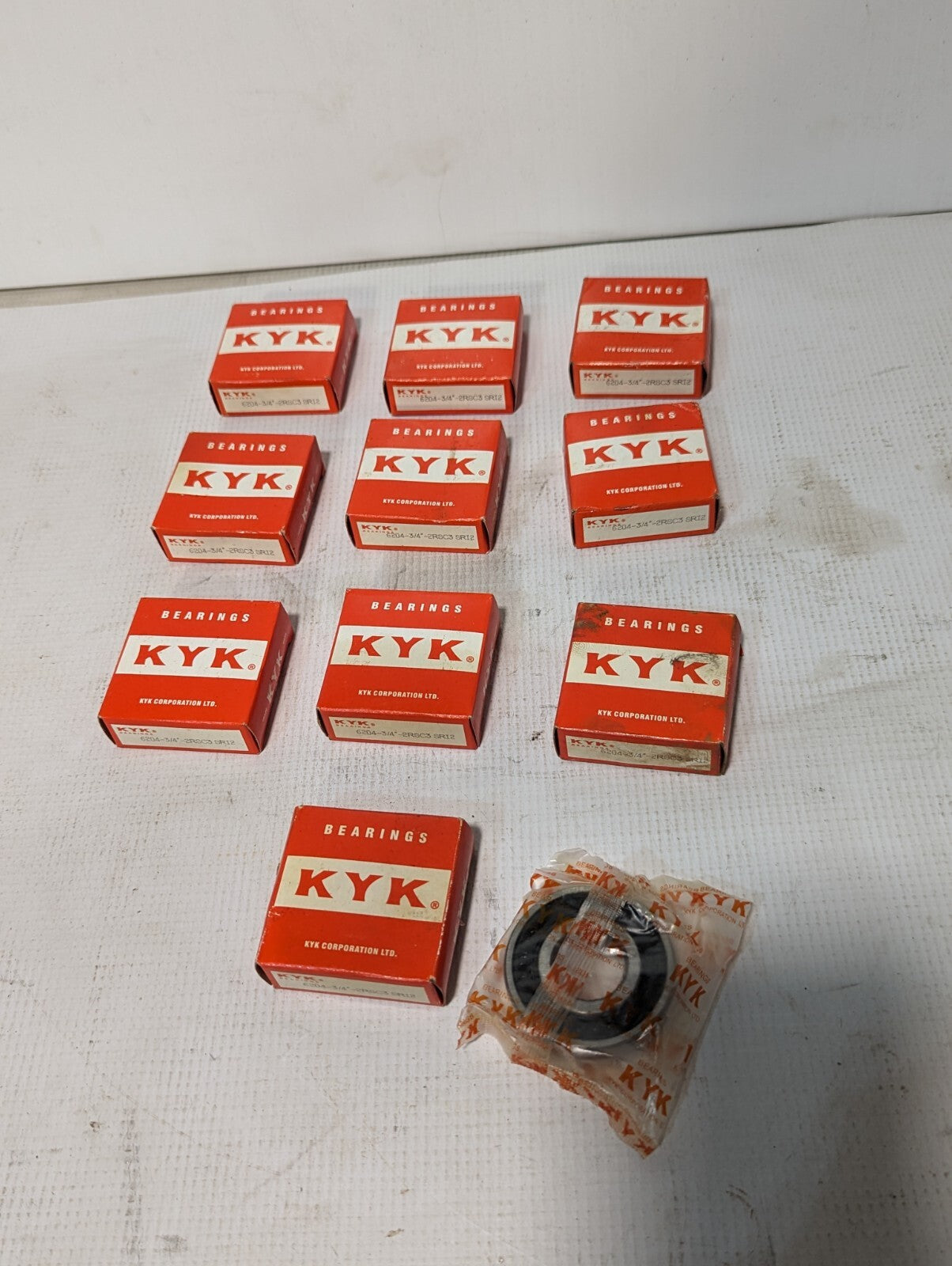Lot of 10 KYK 6204-3/4"-2RSC3 SR12 Sealed Bearings