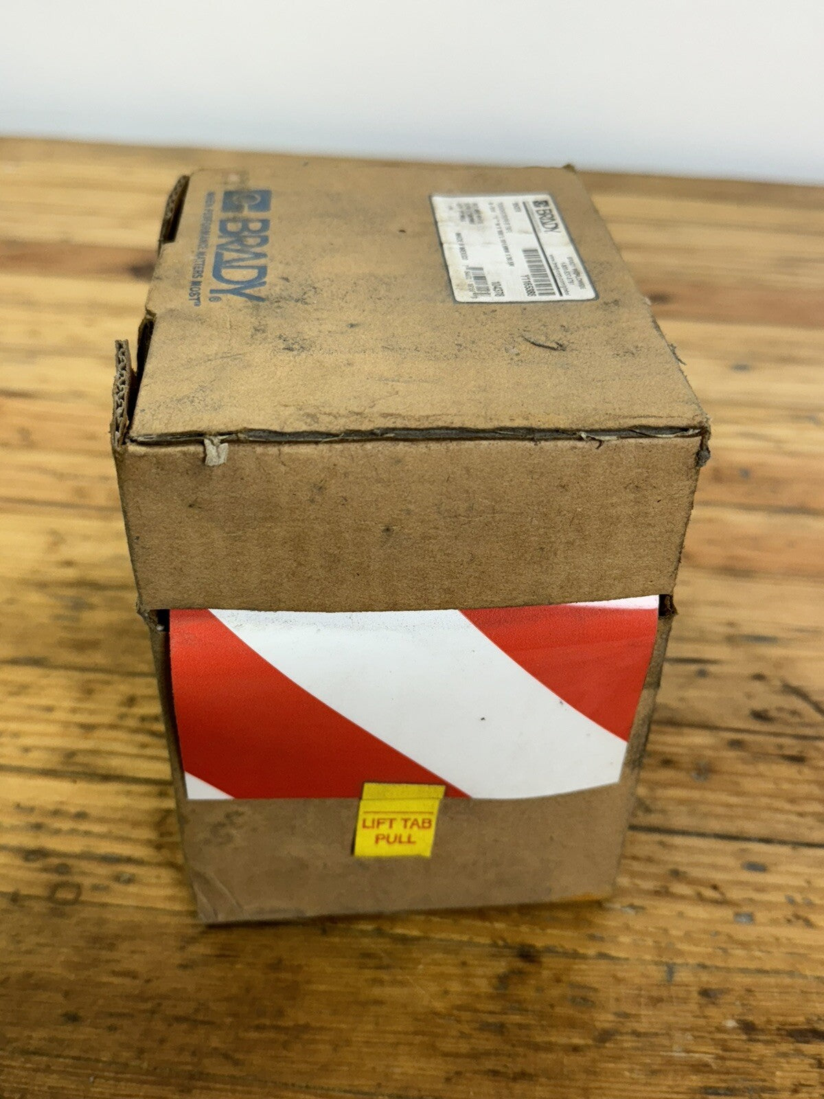 NEW Brady (104378) 4" x 100' Red + White Stripe ToughStripe Tape Roll
