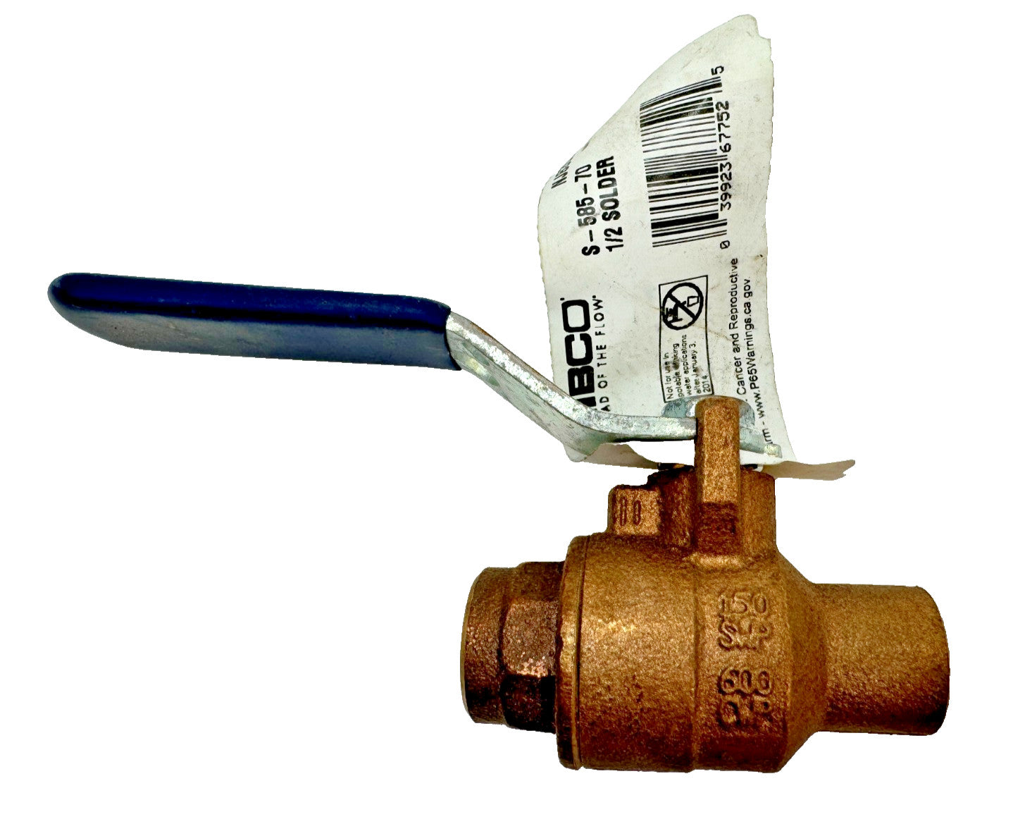 NIBCO S-585-70 Bronze Ball Valve 1/2" Solder End, Full Port, Lever Op (NJ83006)
