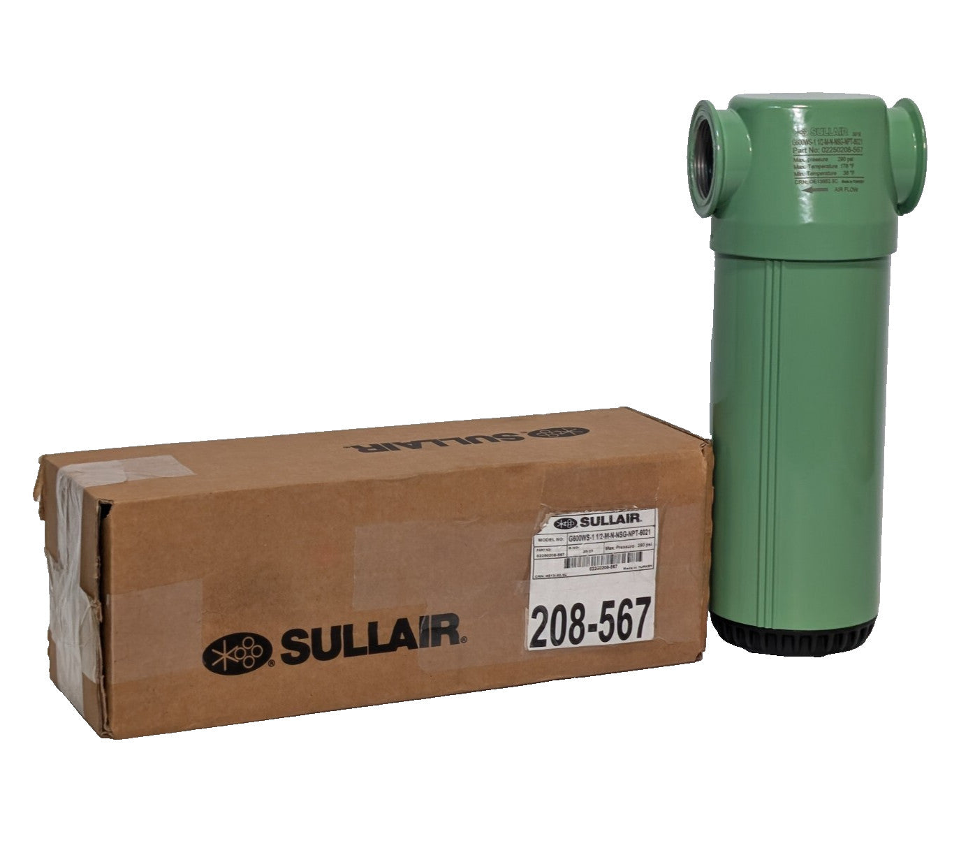 Sullair G600WS-1 1/2-M-N-NSG-NPT-6021 Compressor Part No. 02250208-567, 290PSI