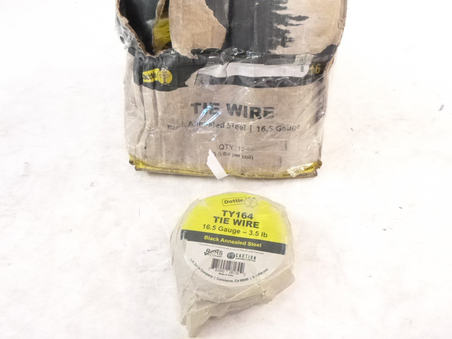 Box of 12 Dottie TY164 Black Annealed Steel Tie Wire 16.5 Gauge 400' 3.5lb