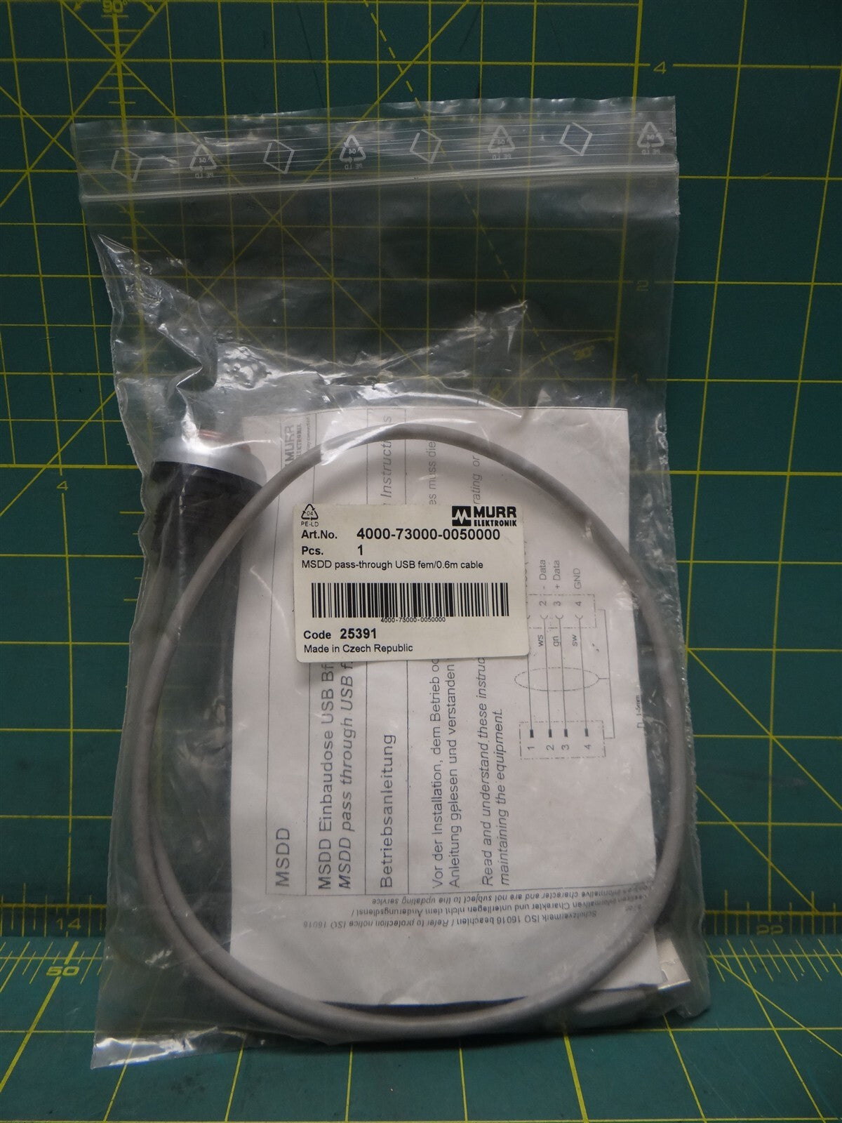 Murr Elektronik MSDD Pass-Through USB Fem/0.6m Cable 4000-73000-0050000 Grey