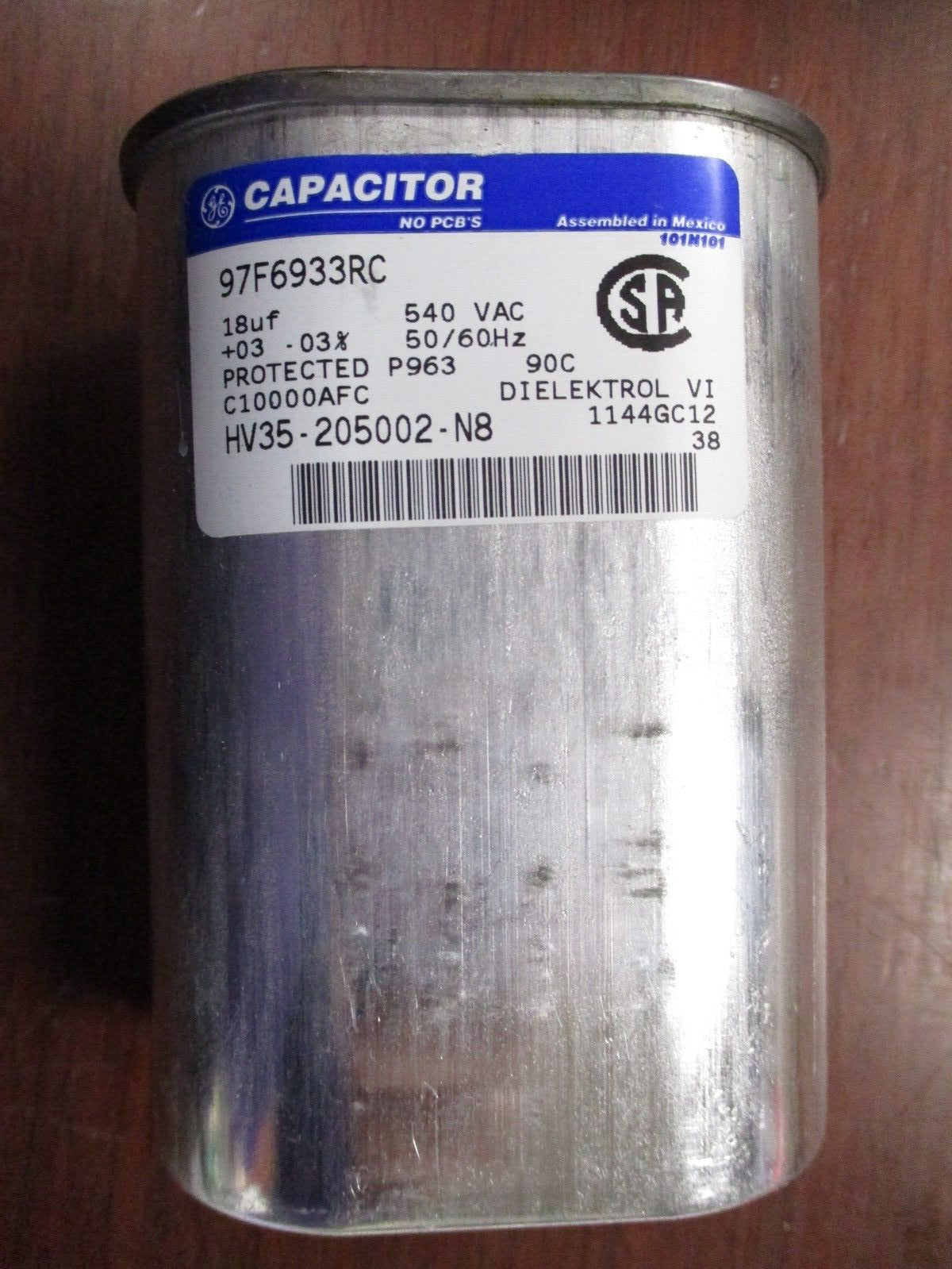 General Electric 97F6933RC Oval Capacitor (18uF, 540VAC, 50/60Hz) "NEW"