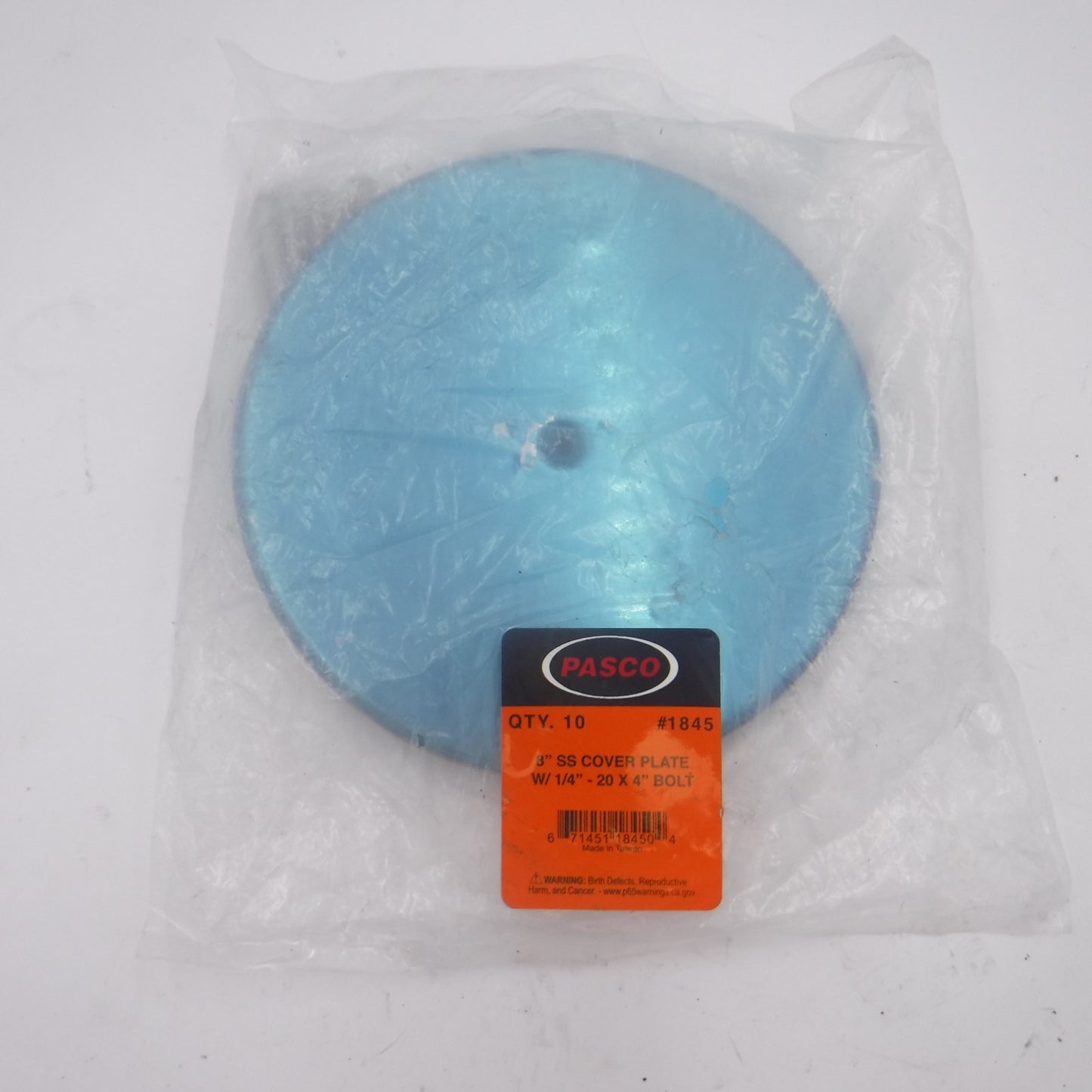 10 Pack Pasco 8" Stainless Steel Cleanout Cover Plate W/Bolt PBPC-338F