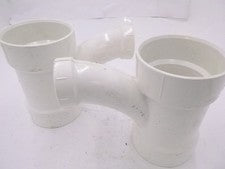 2 Pack Charlotte Pipe 4" Hub T x 4" D Hub PVC Long Turn Wye Sch 40 PVC005021600