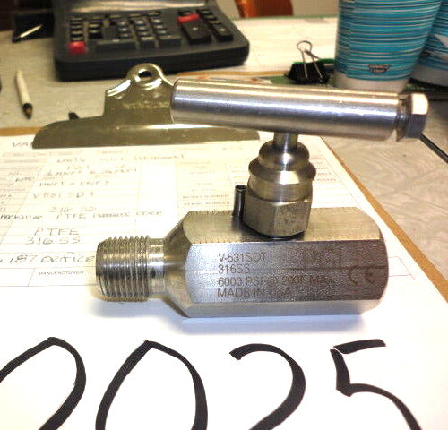 PGI V531-SDT Stainless Steel Needle Valve 1/2" MNPT x 1/4" FNPT 6000 PSI