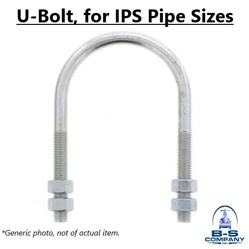 (4) Stainless Steel U-Bolt 1-1/2" Pipe Size x 4" Long x 3/8" Diameter w/ 4 Nuts