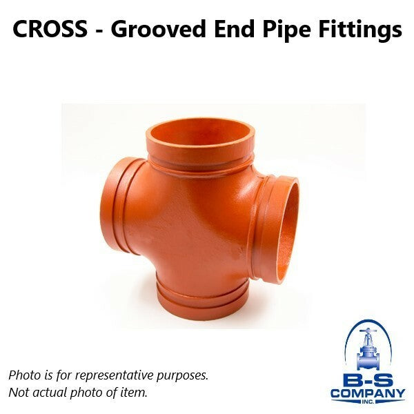 8" Cross Grooved End IPS Pipe Fitting Fits 8.625" O.D. Steel Pipe