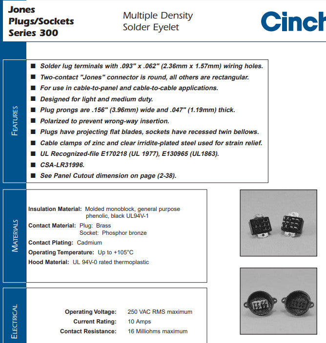 CINCH JONES - S-315-SB - Connector, Cinch. 15 Contact / Position Female, Shallow