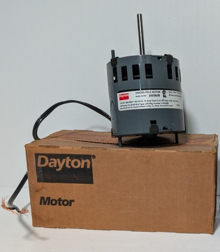Dayton 3M560B fan/blower motor, shaded pole, 1550 RPM, 1/70HP, 115VAC, open fan