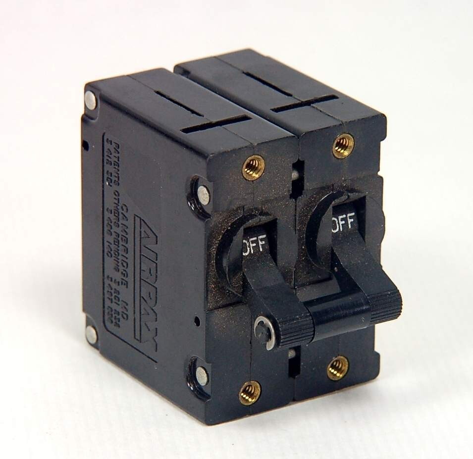 AIRPAX - UPGH12-5912-1 - Circuit Breaker w/Aux Contact, 2 Pole, 10 / 12 Amp, 250