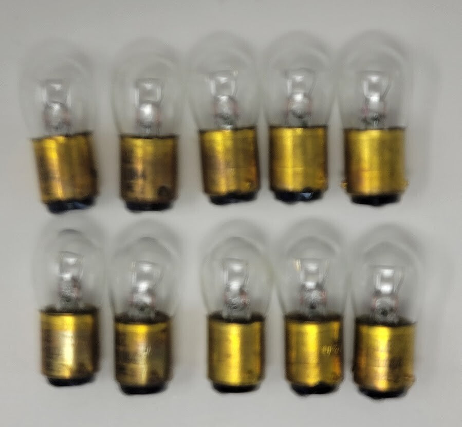 Lot of 10 - GE No. 1004 Miniature Bulbs 12.8V 0.94 Amp, BA15d B6 Made in USA