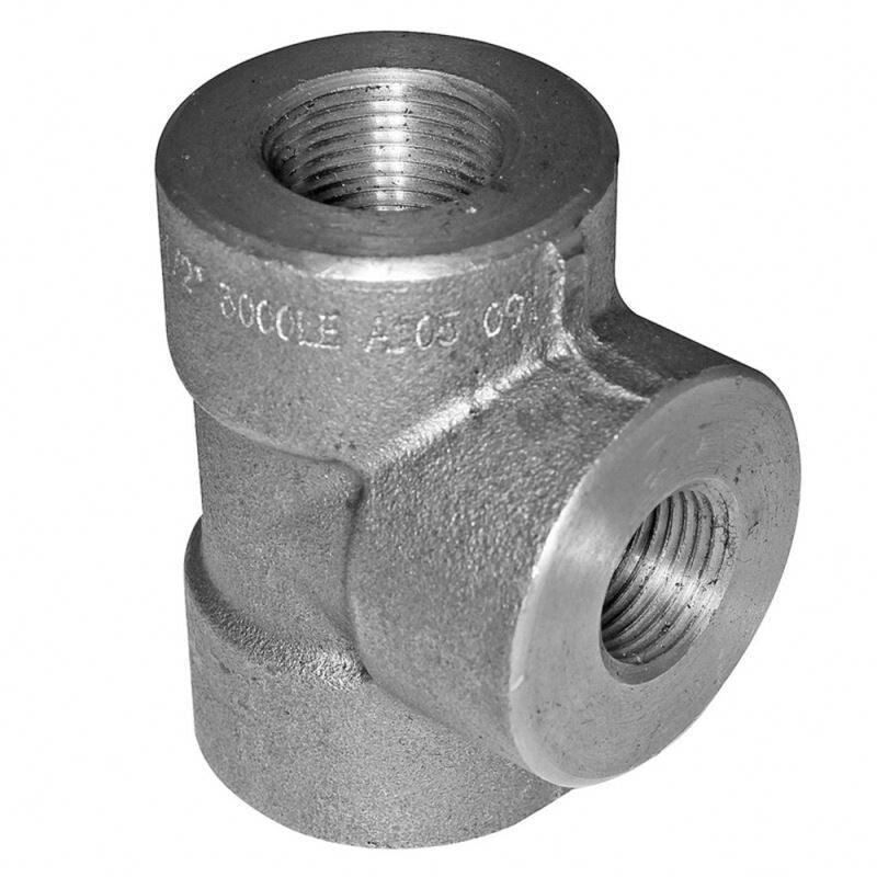 3/4" X 1/2" 3000 lb. Threaded NPT Tee Forged Steel A105 Pipe Fitting (Lot of 3)