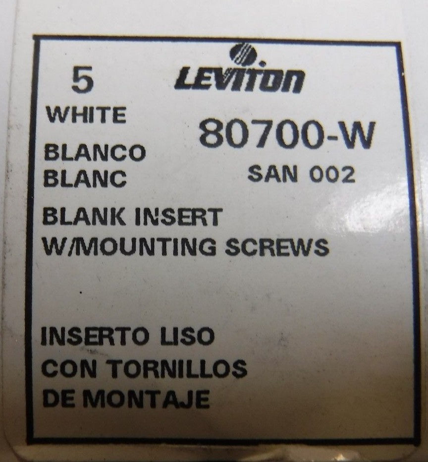 Leviton Nylon White Blank Toggle Switch Wall plate Insert 80700-W Box of 4