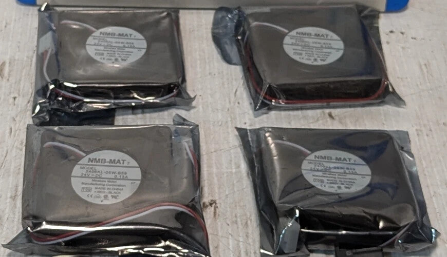 Lot of 4 NMB 2406KL-05W-B59 DC Axial Cooling Fan, 24VDC, 0.13A, 4600rpm, 18.3CFM