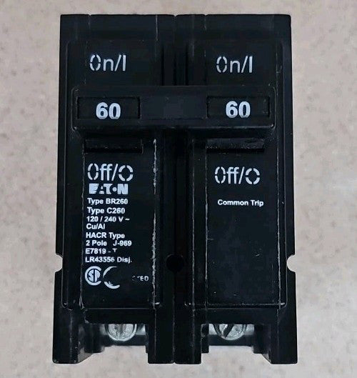 New Old Stock EATON Cutler-Hammer BR260 Circuit Breaker, Type BR, 2-Pole, 60 Amp