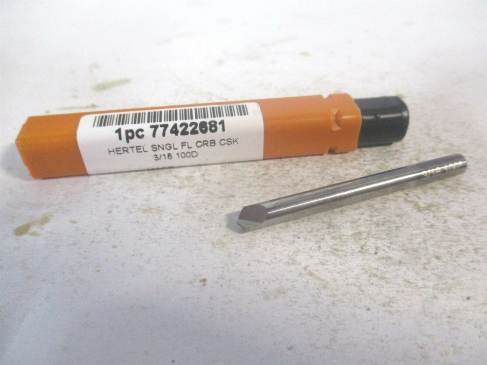 (331-002080) 3/16" x 3/16" x 1-1/2" OAL 1 Flute 100° Solid Carbide Countersink 