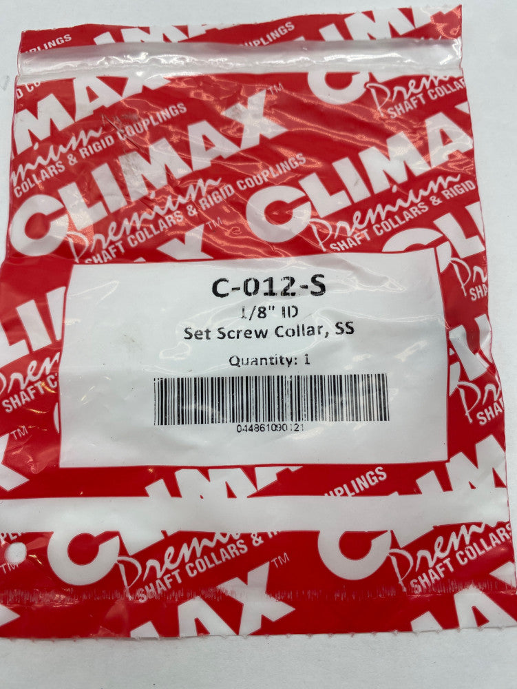 Climax C-012-S Shaft Collar Size 1/8" ID W/Screw 
