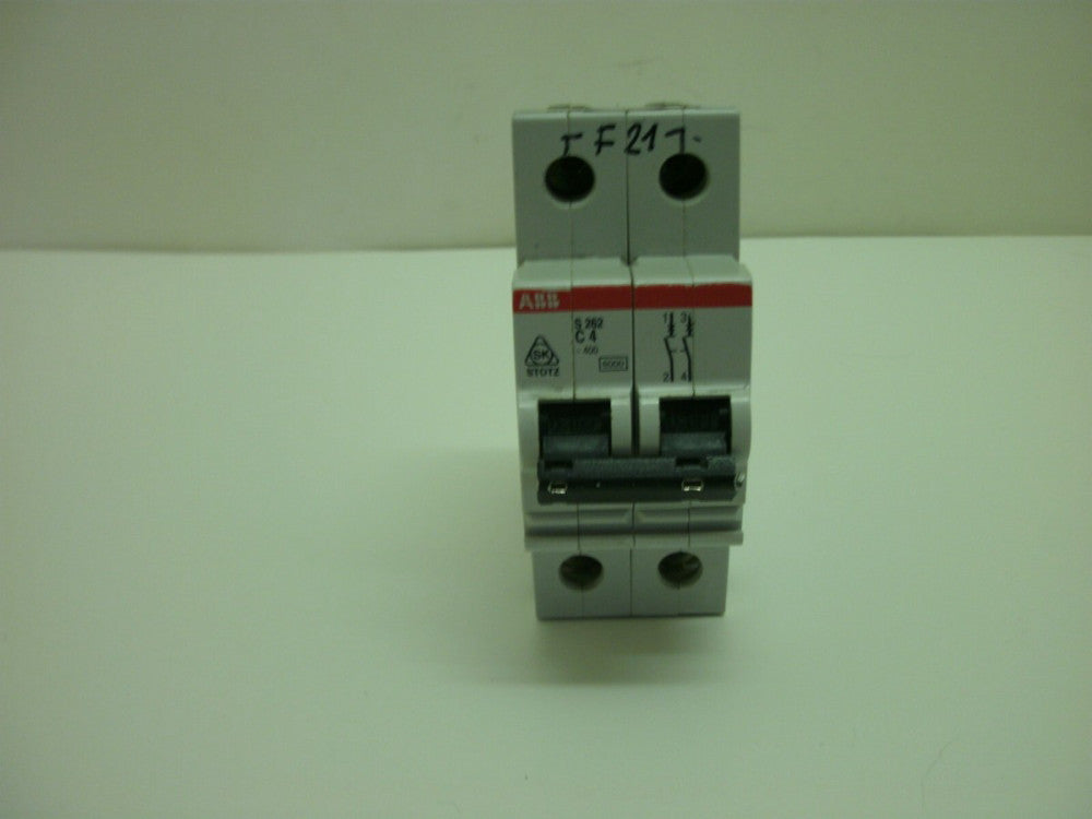 ABB S262 C4/S262C4 CIRCUIT BREAKER 4 AMP 2 POLE 480VAC C-CURVE SCREW TERMINAL