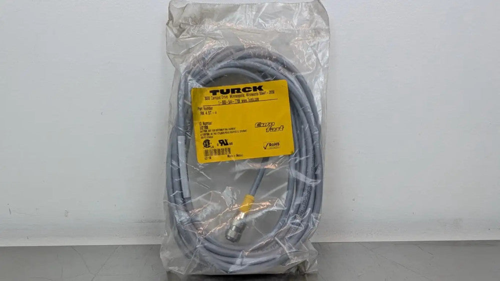 Turck RK 4.5T-4 Cordset U2188 4m M12 Female 5-Pin 5-Wire Gray 250V 4A