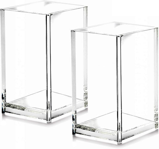 2 Pack Clear Acrylic Pencil Pen Holder Cup,Desk Accessories Holder,Makeup Brush 