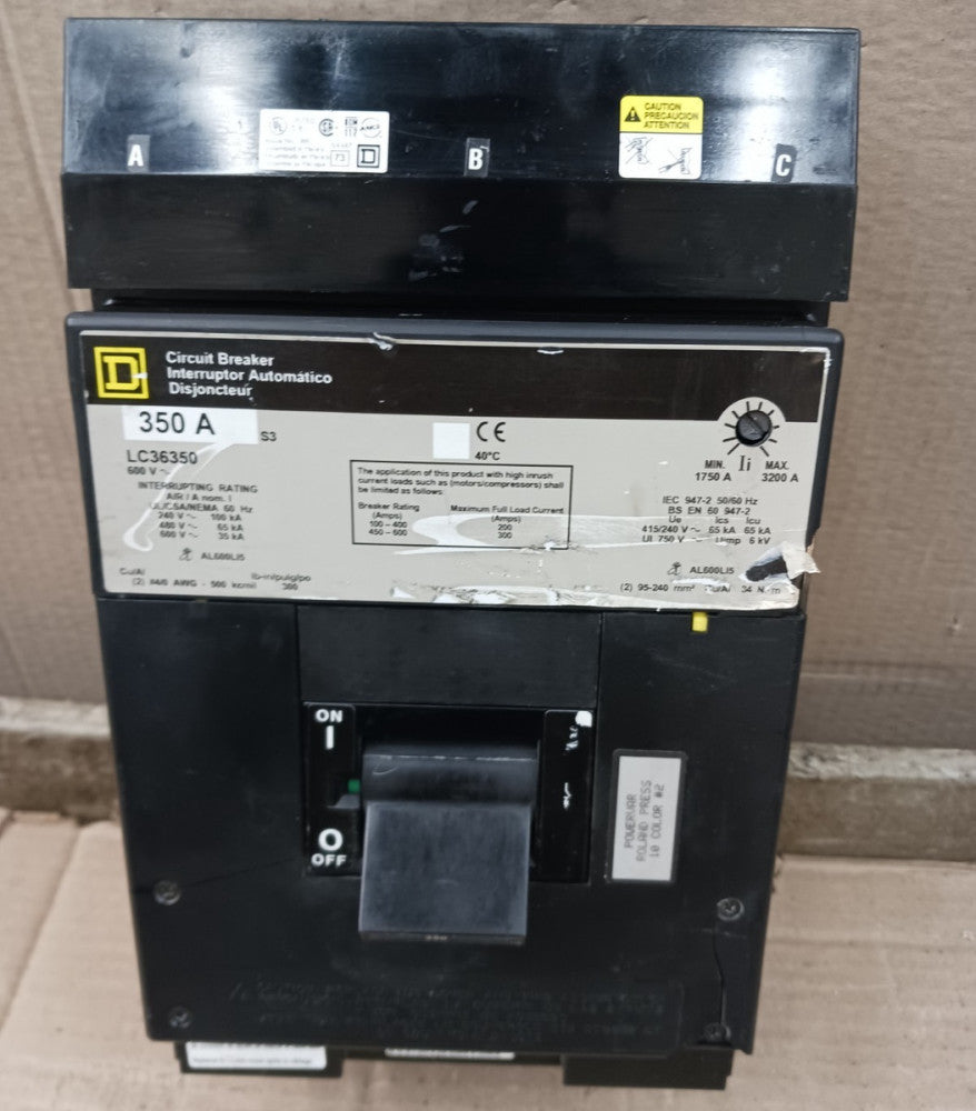 Square D 350 Amp I-Line Circuit Breaker 600 VAC 3 Pole  LC36350  (Flaw)