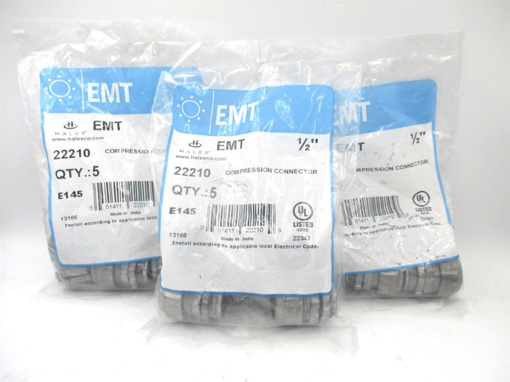 Halex 1/2 in Electrical Metallic Tube (EMT) Compression Connector 5ct - Lot of 3