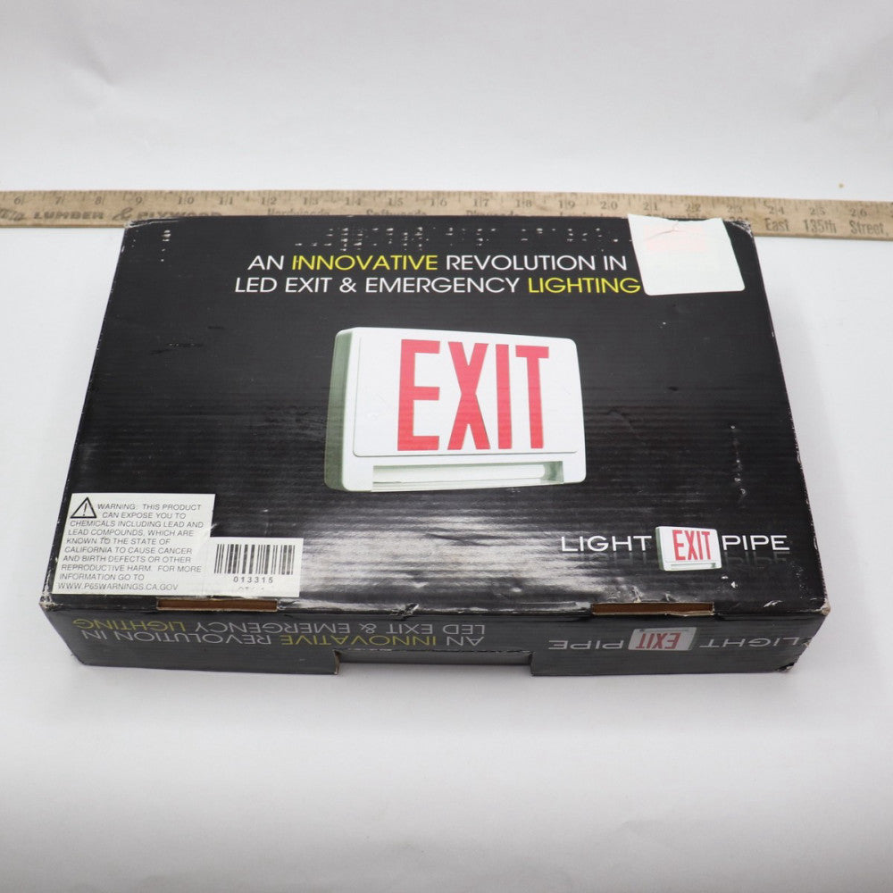 Pipe LED Combo Exit/Emergency Light Off-White 184lm 4.5W 120/277V 8.25"H