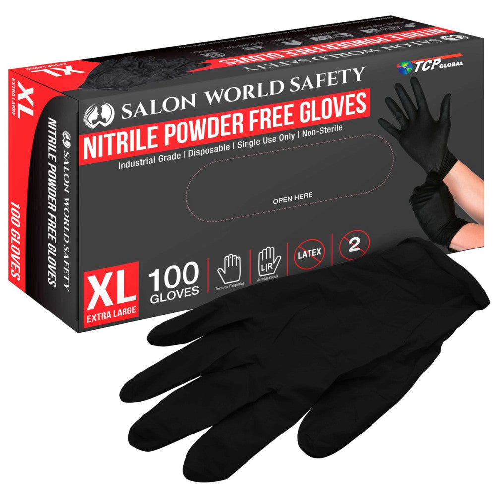 Black Nitrile Disposable Gloves, Box of 100, Size X-Large, 4 Mil - Latex Free