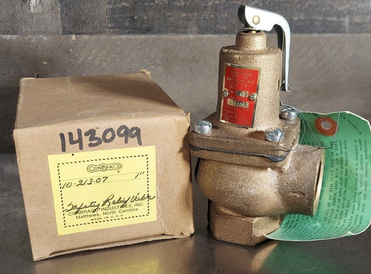 1" CONBRACO 10-213-07  SAFETY RELIEF VALVE Set 40, Capacity 1210000 BTU per hour
