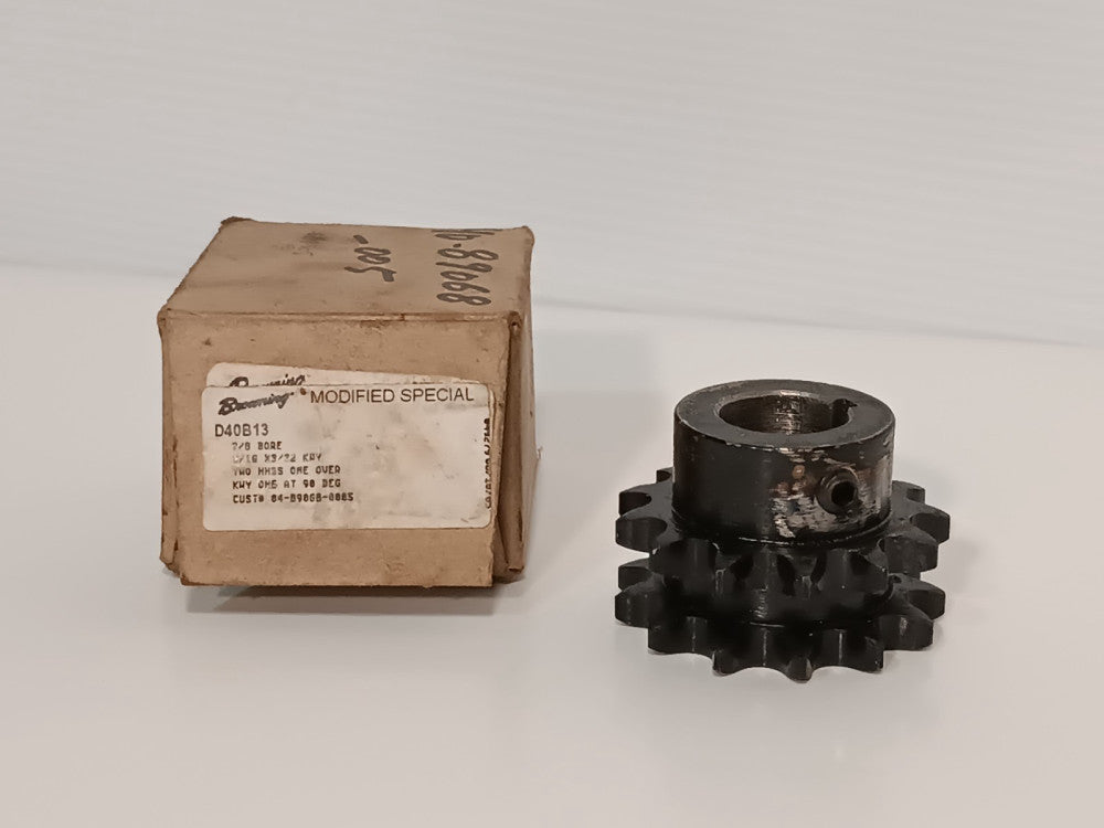 Browning D40B13 Minimum Bore Double Roller Chain Sprocket, 2 Strands, Hardened