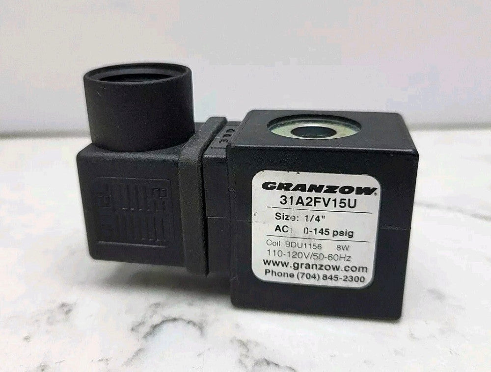 Granzow 31A2FV15U Solenoid Valve Coil 1/4" 0-145 Psig BDU1156 110-120V Coil Used