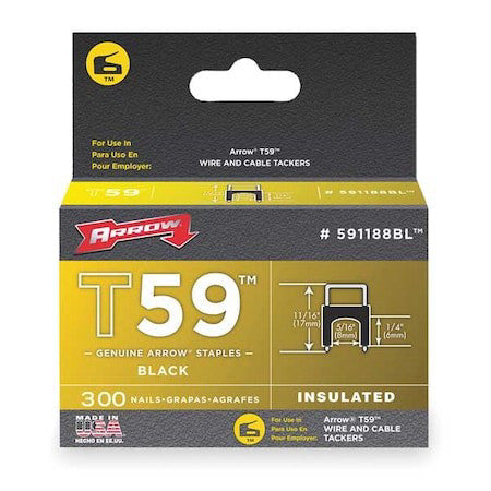 Arrow Fastener 591188Bl Insulated Cable Staples, T59, 0.024 X 0.048 In Ga, 1/4
