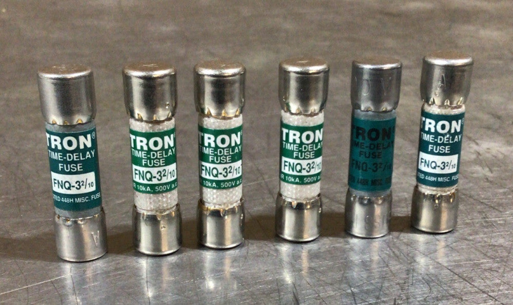 Lot Of 6, TRON FNQ-3-2/10 500VAC 3-2/10A Fuses Time-Delay