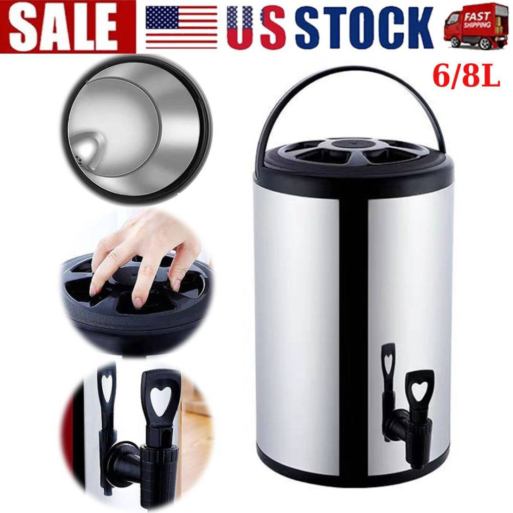 Stainless Steel Insulated Bucket with Faucet Beverage Dispenser Milk Tea Buckets