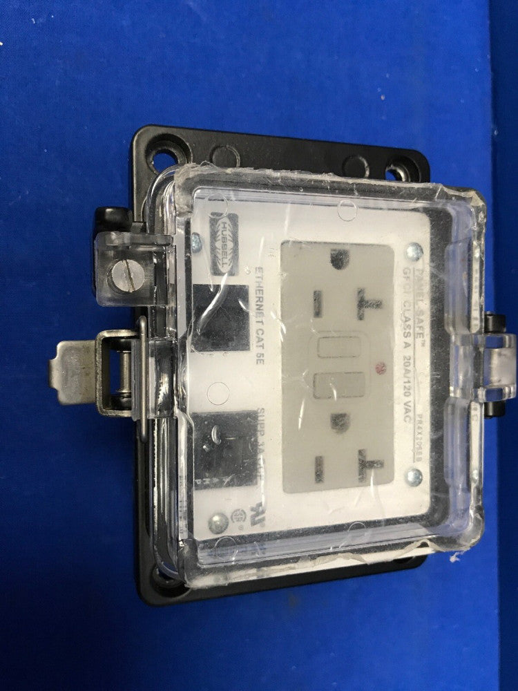HUBBELL PR4X205EB Cat 5e Ethernet, 20A 120V GFCI Recpetacle, 3A Circuit Breaker