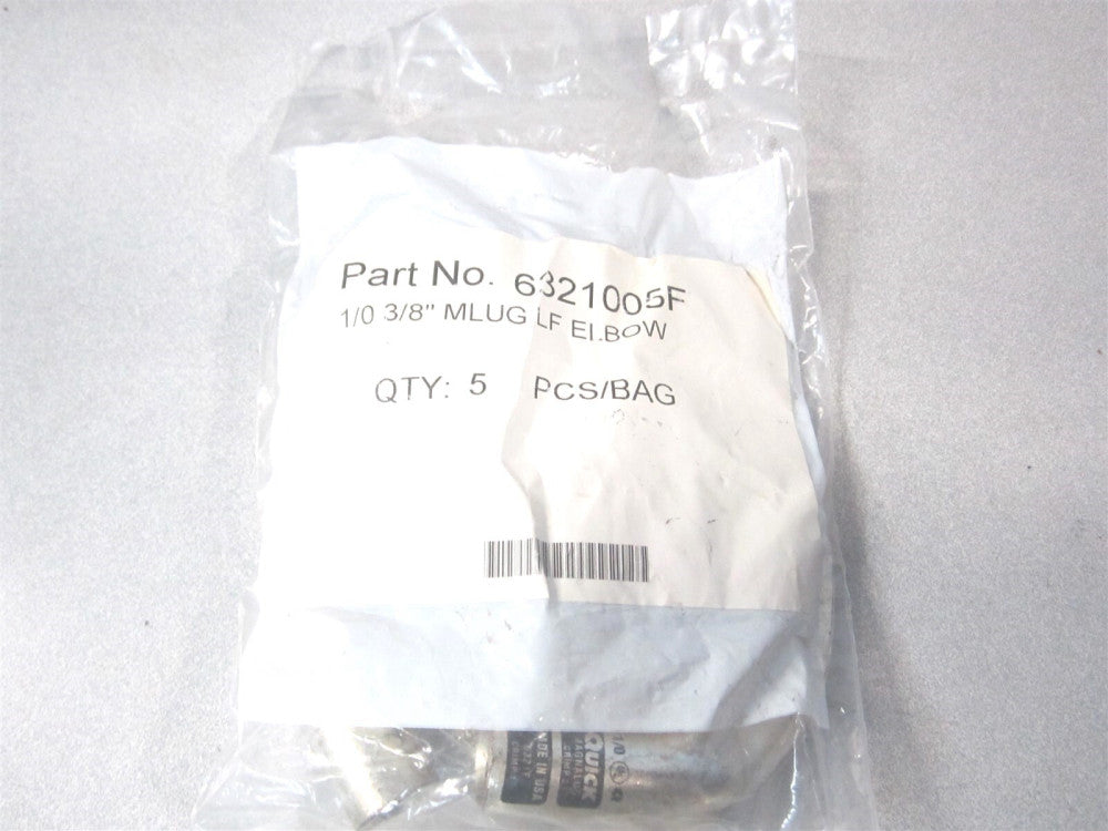 Quickcable (6321-005F) 1/0 GA 3/8" Stud Left Elbow MagnaLug - Pack of 5 