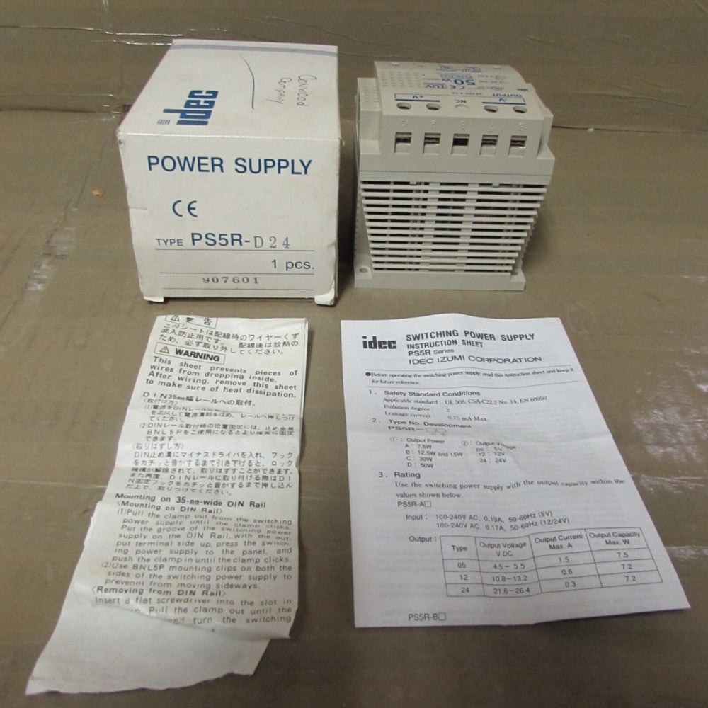 IDEC, PS5R-D24, SWITCHING POWER SUPPLY 24VDC@2.1A 100-240VAC, NIB! MAKE OFFER!