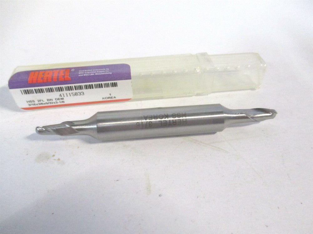 (E211201201) 3/16" x 7/16" x 3/8" x 3-1/8" OAL HSS 2 Flute Spiral Ball End Mill 