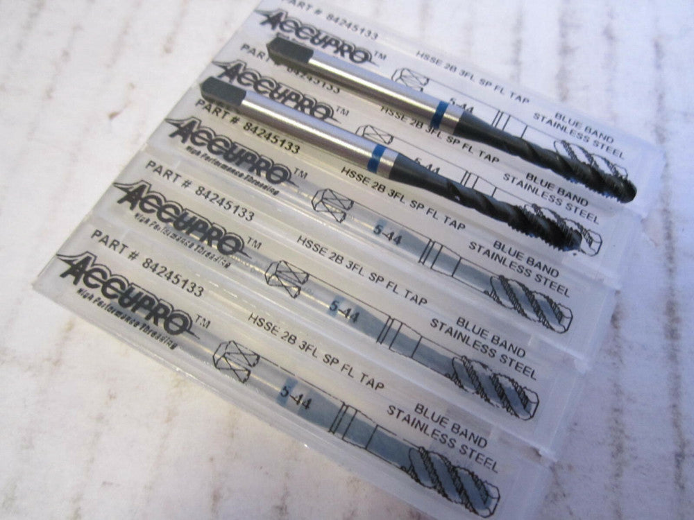 5-44 HSSE 2B Blue Band 3-Flute Spiral Flute Stainless Steel Plug Taps - Qty 4