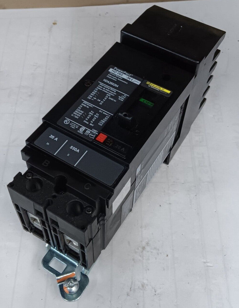 NEW SQUARE D 20 AMP I-LINE CIRCUIT BREAKER 2 POLE 600 VAC B & C-PHASE HDA260204