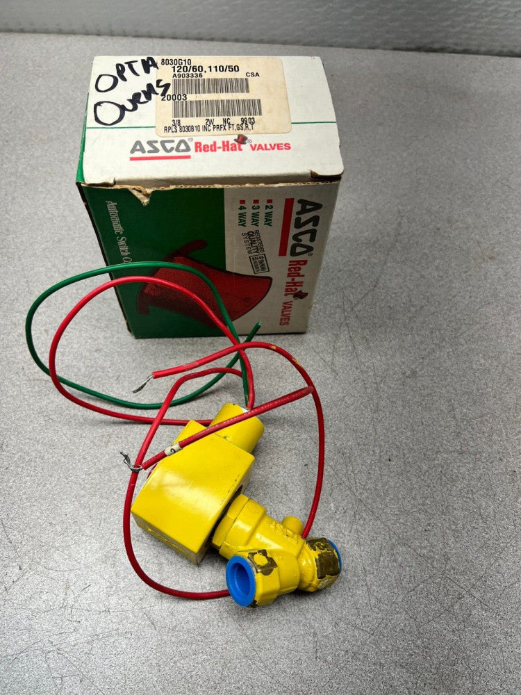NEW IN BOX ASCO 3/8" SOLENOID 20003 VALVE 8030G10 WITH 110/120V. COIL