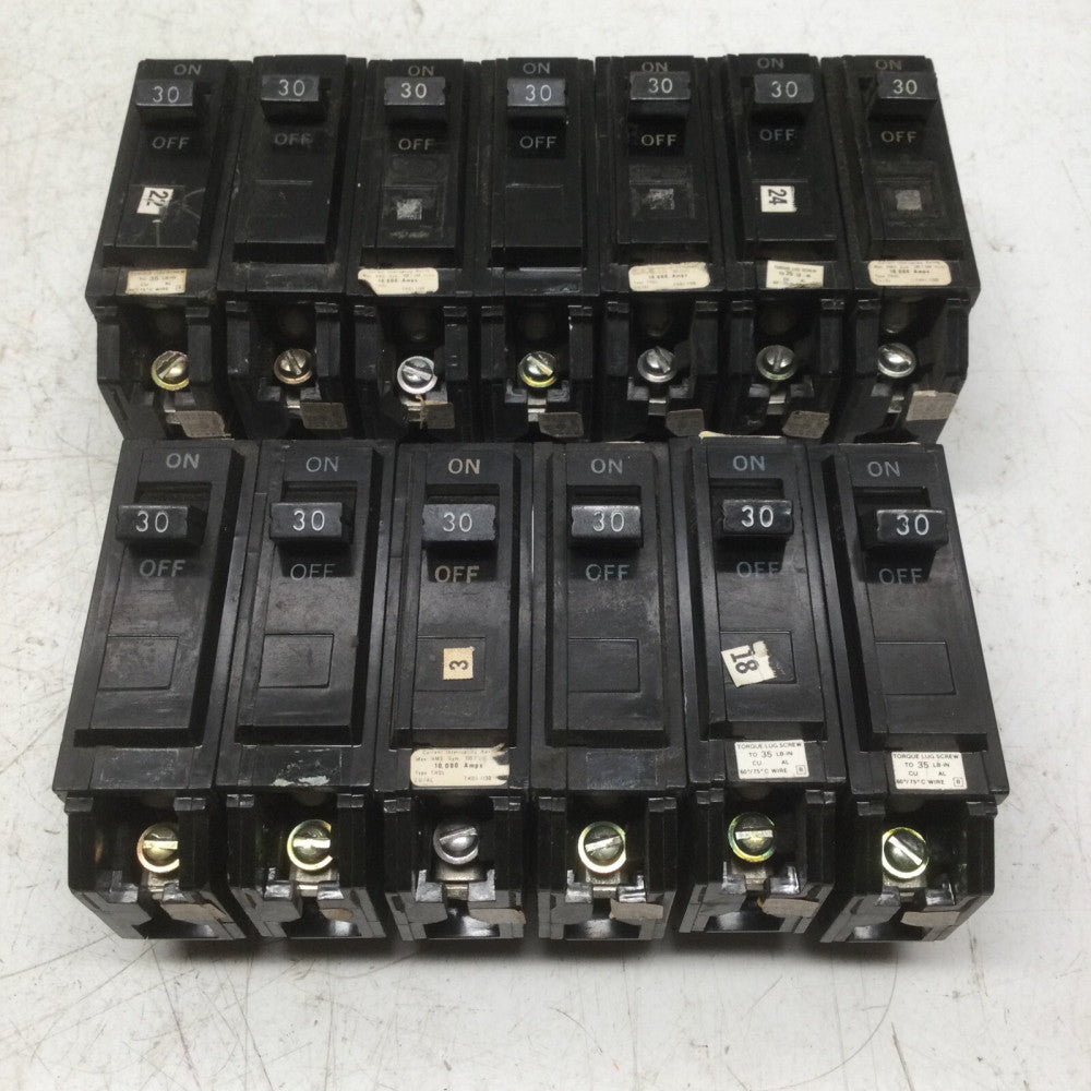 GE General Electric THQL1130 Single Pole 30 AMP Circuit Breaker (LOT of 13)