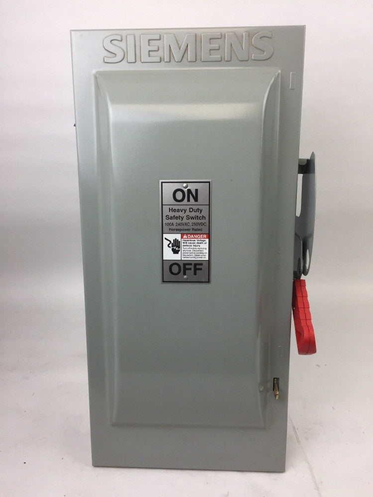 SIEMENS HF223N HEAVY DUTY SAFETY SWITCH 100 AMP 240 VAC 250 VDC 2 POLE 3 WIRE